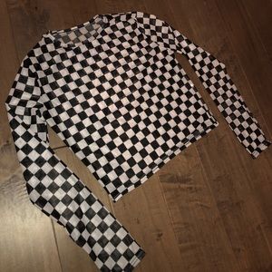 Fashion Nova Mesh Checkered Top